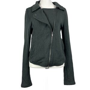 Anthropologie Saturday Sunday Terry Moto Jacket Olive Moss Gray Size Me…